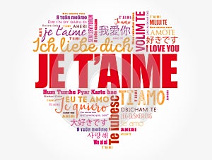Je tÃ¢â¬â¢aime (I Love You in French) love heart photo